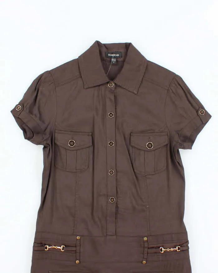Vintage Y2k 00s Bebe Brown Button-Up Dress - M sold by Rokit product image thumbnail 3