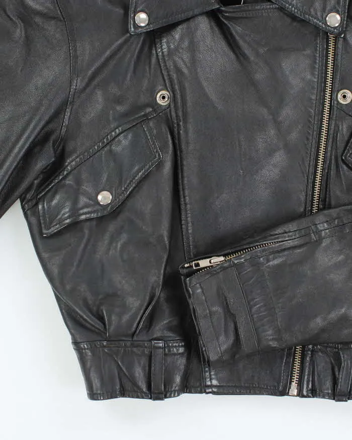 Vintage Y2K Women's Leone Cropped Leather Biker Jacket - M sold by Rokit product image thumbnail 4