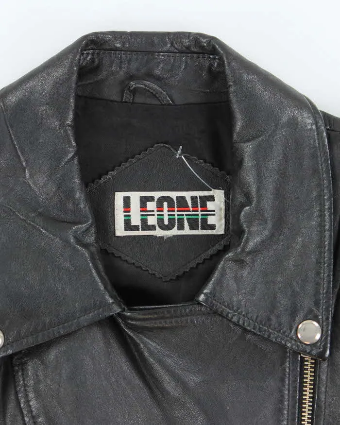 Vintage Y2K Women's Leone Cropped Leather Biker Jacket - M sold by Rokit product image thumbnail 5