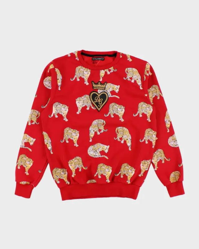 Vintage Y2K Dolce & Gabbana All Over Print Big Cat Sweatshirt - L sold by Rokit