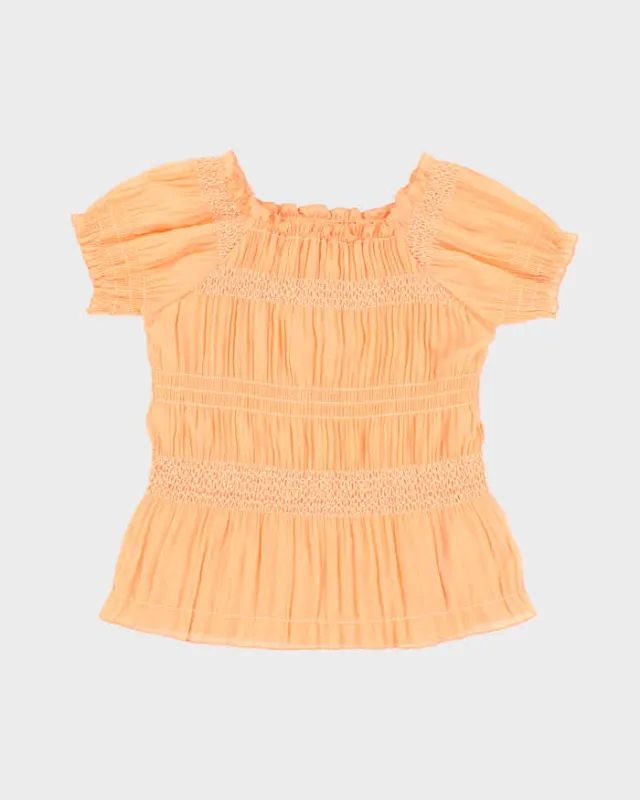 Vintage 90s Nevada Orange Mesh Top - S sold by Rokit