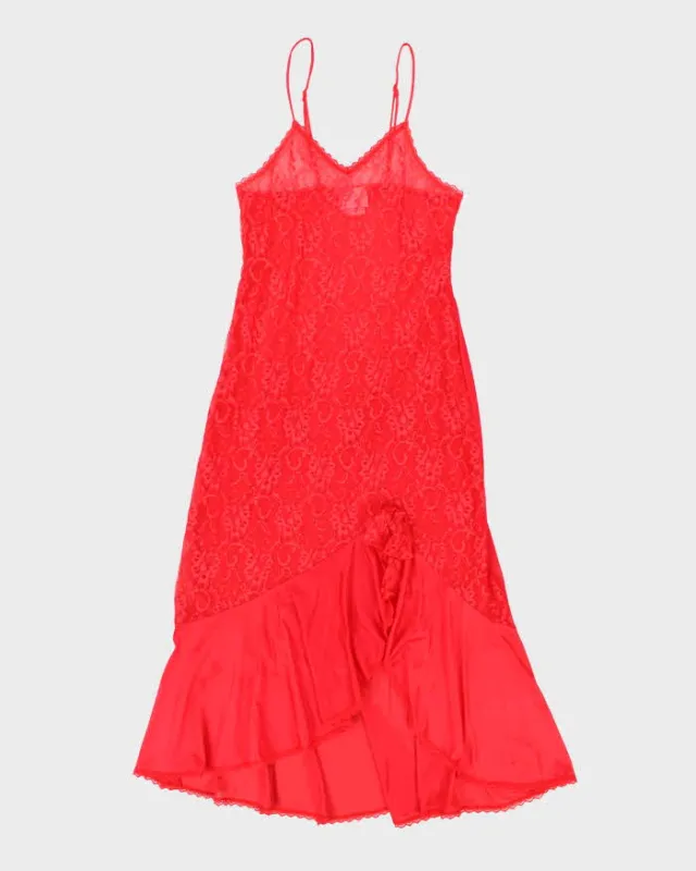 Vintage 80s Undercover Wear Red Lace Slip Dress - S sold by Rokit