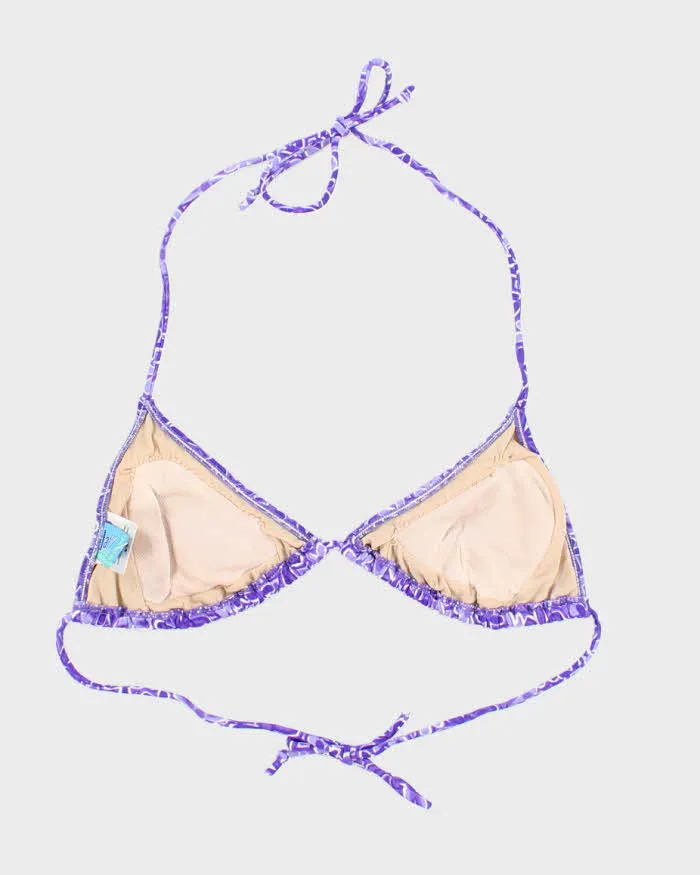 Vintage 90s Daffy Purple Floral Bikini Top - M sold by Rokit product image thumbnail 2