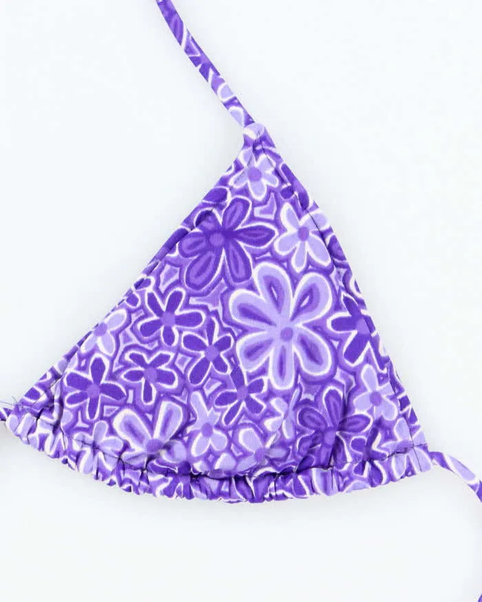 Vintage 90s Daffy Purple Floral Bikini Top - M sold by Rokit product image thumbnail 3