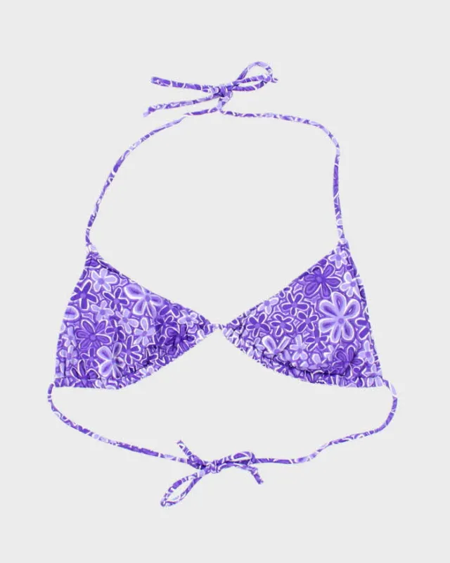 Vintage 90s Daffy Purple Floral Bikini Top - M sold by Rokit