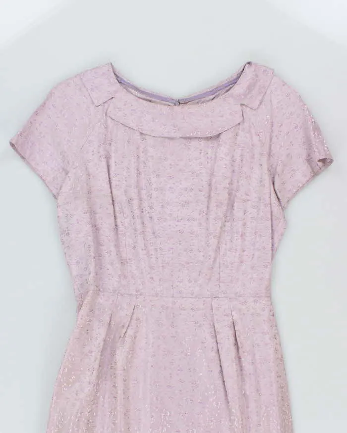 Vintage 60s Purple Floral Satin Dress - M sold by Rokit product image thumbnail 3