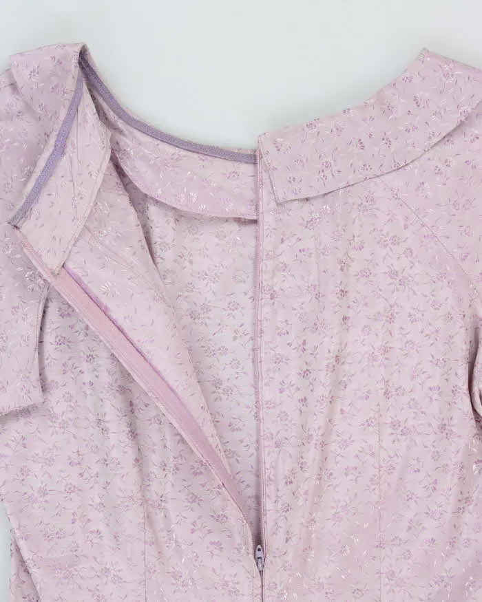 Vintage 60s Purple Floral Satin Dress - M sold by Rokit product image thumbnail 5