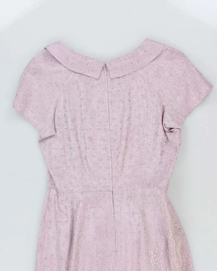 Vintage 60s Purple Floral Satin Dress - M sold by Rokit product image thumbnail 4