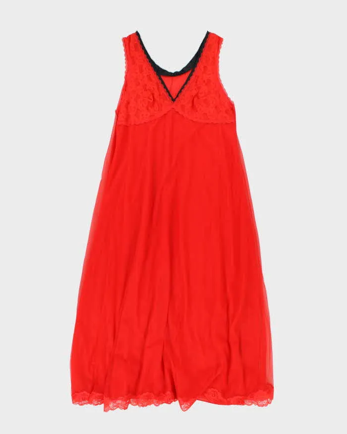 Vintage 80s Enka Perlon Red Maxi Slip Dress - M sold by Rokit