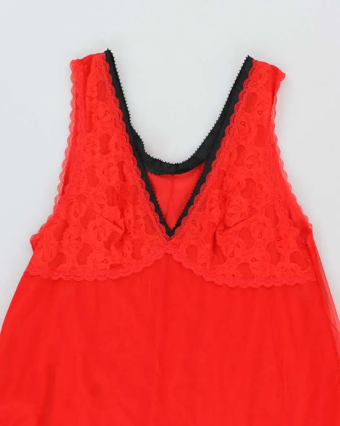 Vintage 80s Enka Perlon Red Maxi Slip Dress - M sold by Rokit product image thumbnail 3