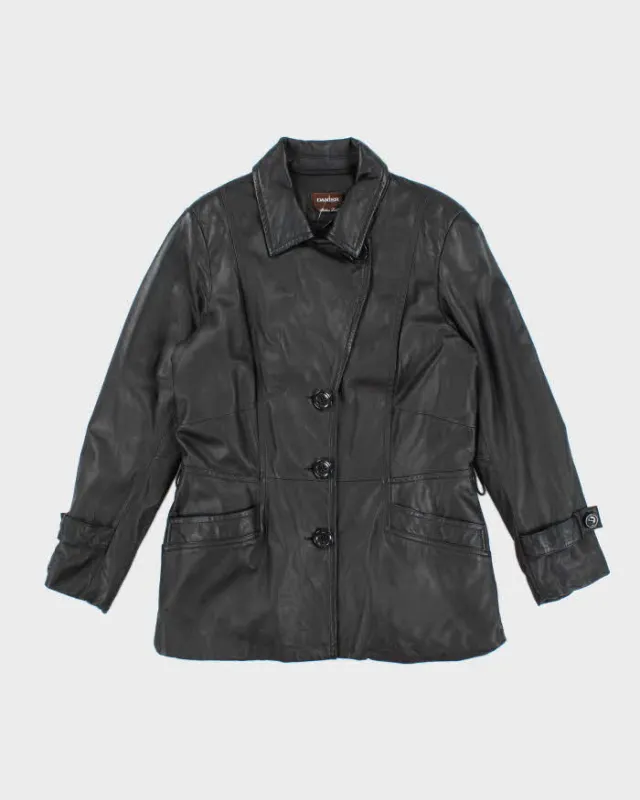 Vintage Danier Asymmetric Button-Up Leather Jacket - L sold by Rokit