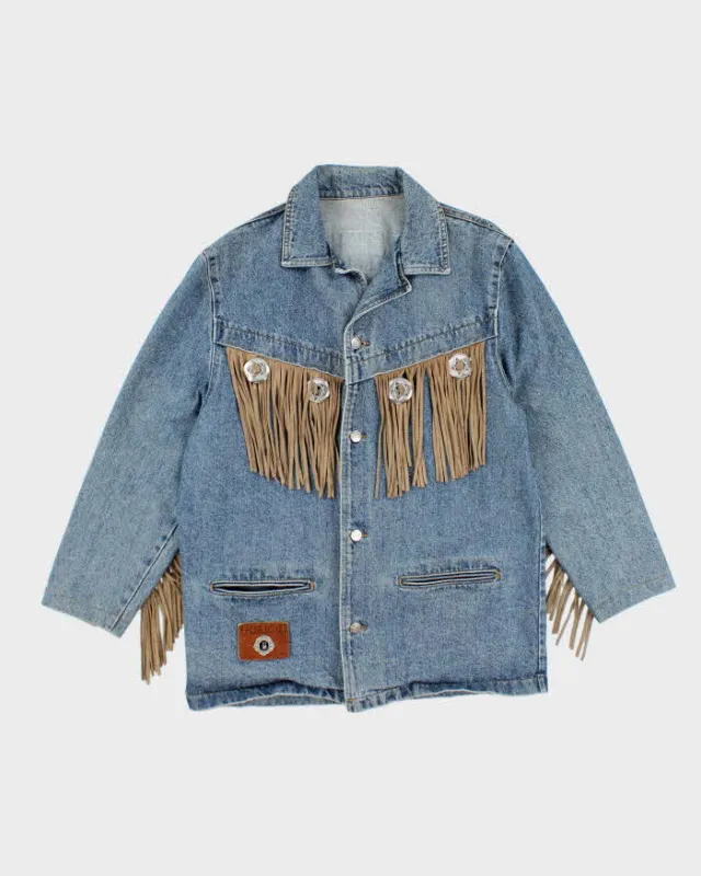Vintage 90's Fioricci Western Fringed Heavyweight Denim Jacket - L sold by Rokit