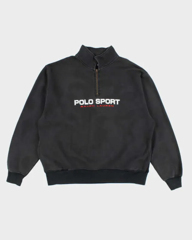 Vintage Y2K Polo Sport Faded Quarter Zip Spell Out Sweatshirt - XL sold by Rokit