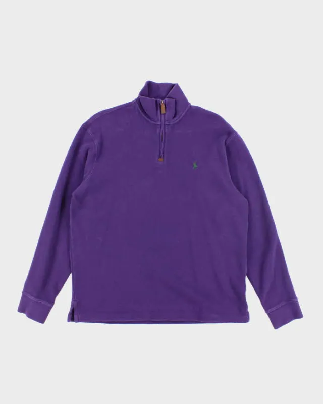 Vintage Ralph Lauren Purple Quarter-Zip Jumper - L sold by Rokit