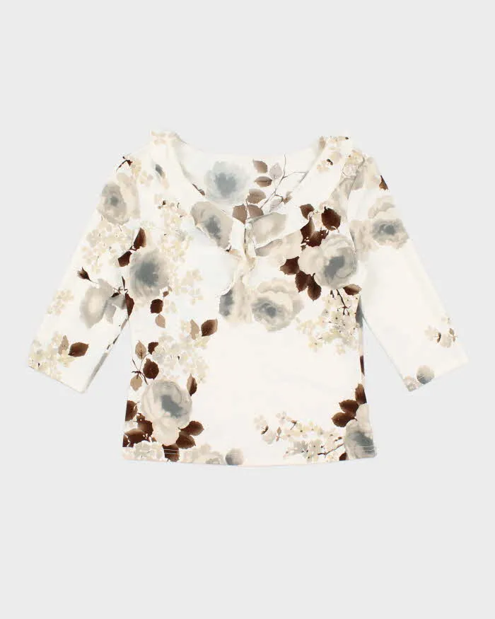 Vintage Y2k 00s Floral Ruffle Top - S sold by Rokit