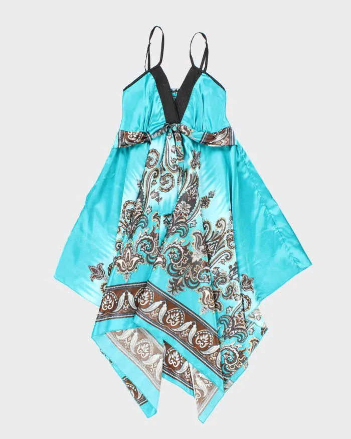 Vintage Y2k 00s Glam & Fame Satin Handkerchief Hem Dress - S/M sold by Rokit