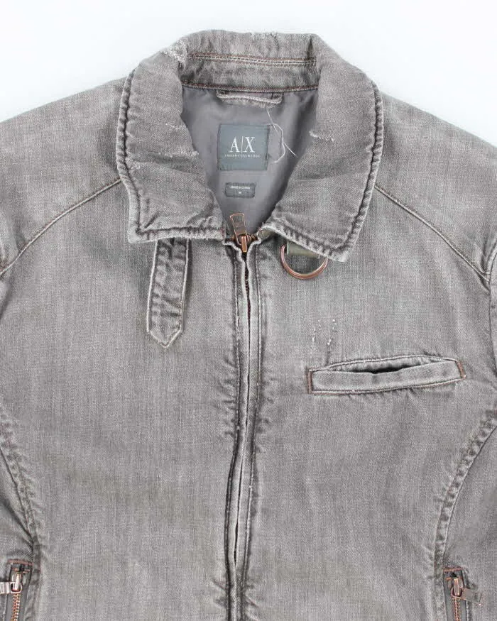 Vintage Y2K Armani Exchange Grey Denim Wash Zip Up Jacket - M sold by Rokit product image thumbnail 3
