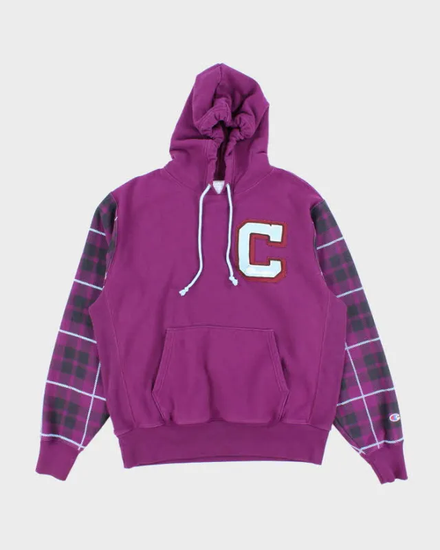 Vintage 2000's Champion Reverse Weave Tartan Sleeve Hoodie - L sold by Rokit