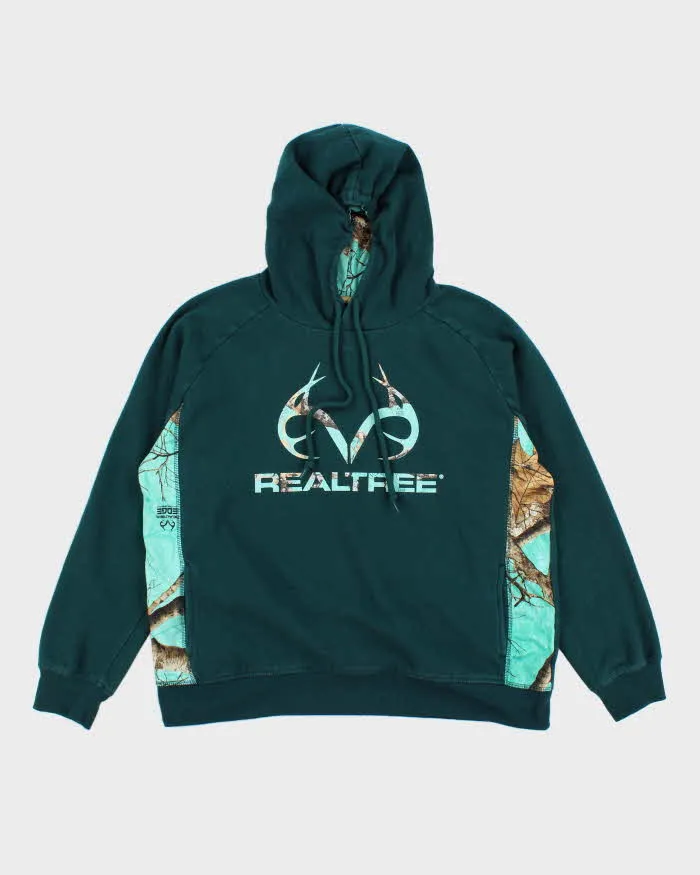Vintage Y2K Real Tree Embroidered Blue Camo Logo Hoodie - M sold by Rokit
