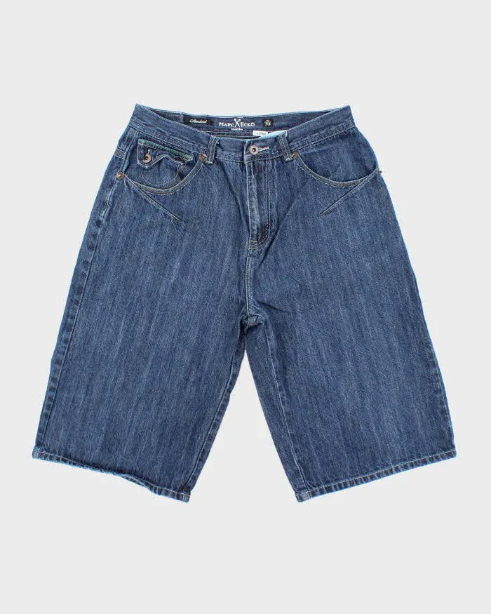 Vintage 2000's Marc Ecko Wide Leg Dark Wash Denim Shorts - W30 L12 sold by Rokit