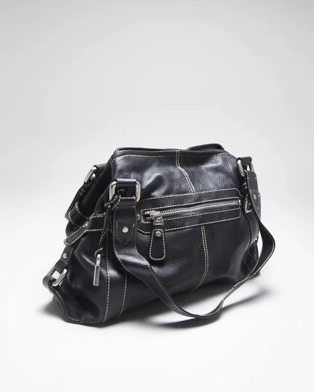 Vintage Fossil Black Leather Handbag sold by Rokit