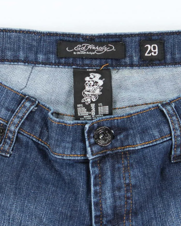 Vintage Y2K Ed Hardy Sequined Pocked Dark Wash Denim Shorts - W30 L9 sold by Rokit product image thumbnail 5