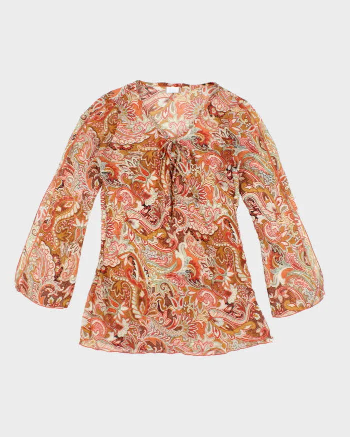 Vintage Y2k 00s Suzy Paisley Pattern Sheer Top - S sold by Rokit