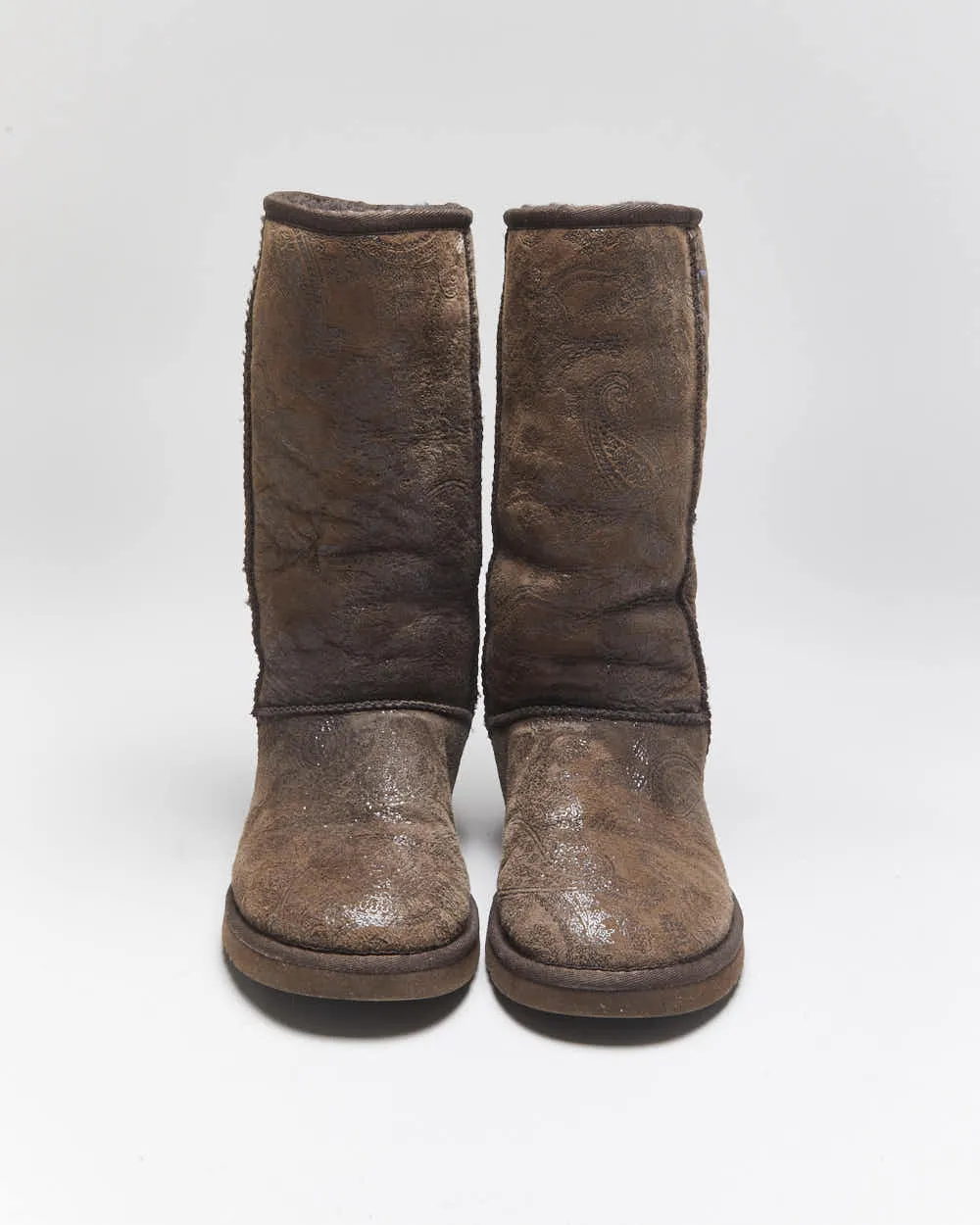 Vintage Y2k 00s UGG Australia Sheepskin Lined Paisley Pattern Boots - UK6 sold by Rokit product image thumbnail 3