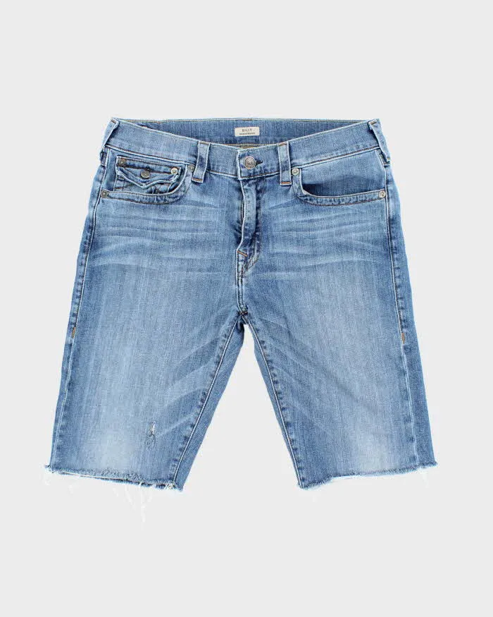 Vintage 2000's True Religion Medium Wash Cut Off Denim Shorts - W36 L12 sold by Rokit
