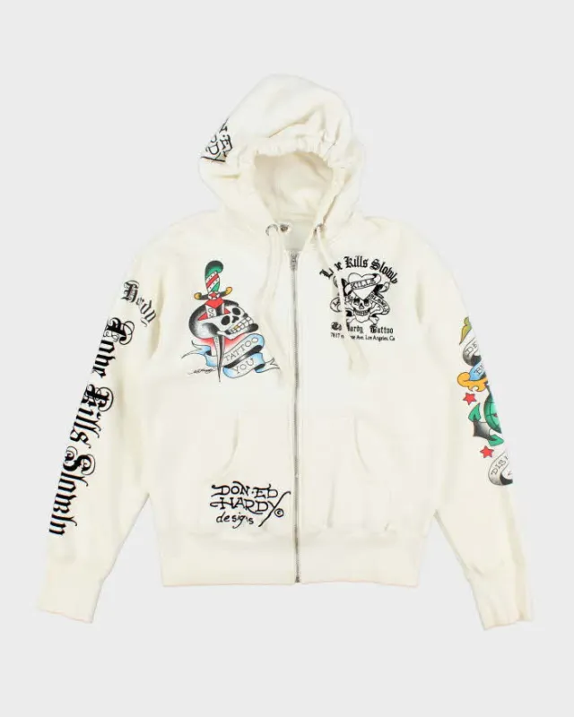 Vintage 2000's Ed Hardy Embroidered Zip Up Hoodie - S sold by Rokit