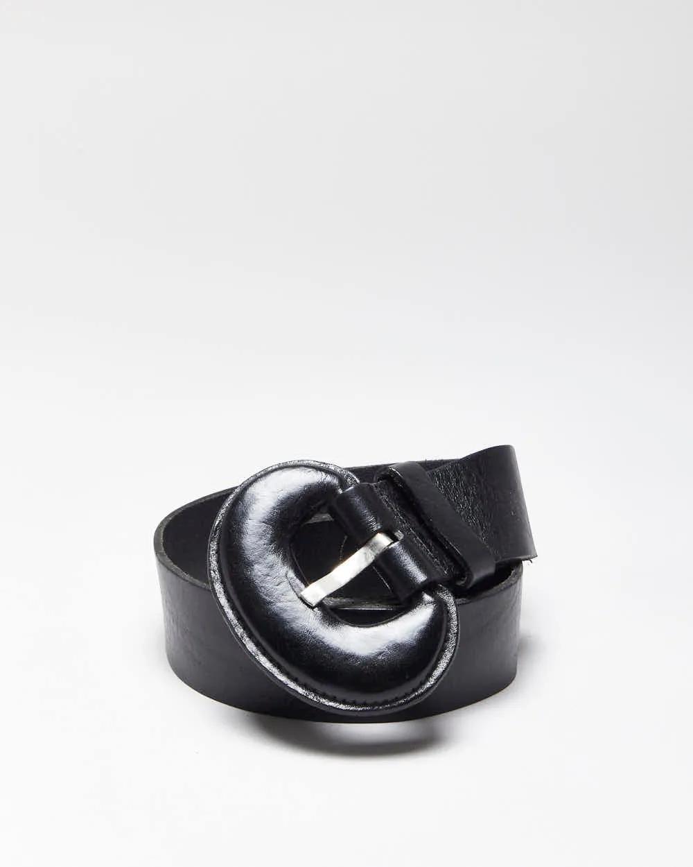 Vintage Y2k 00s Chunky Black Leather Belt - W35-W39 sold by Rokit