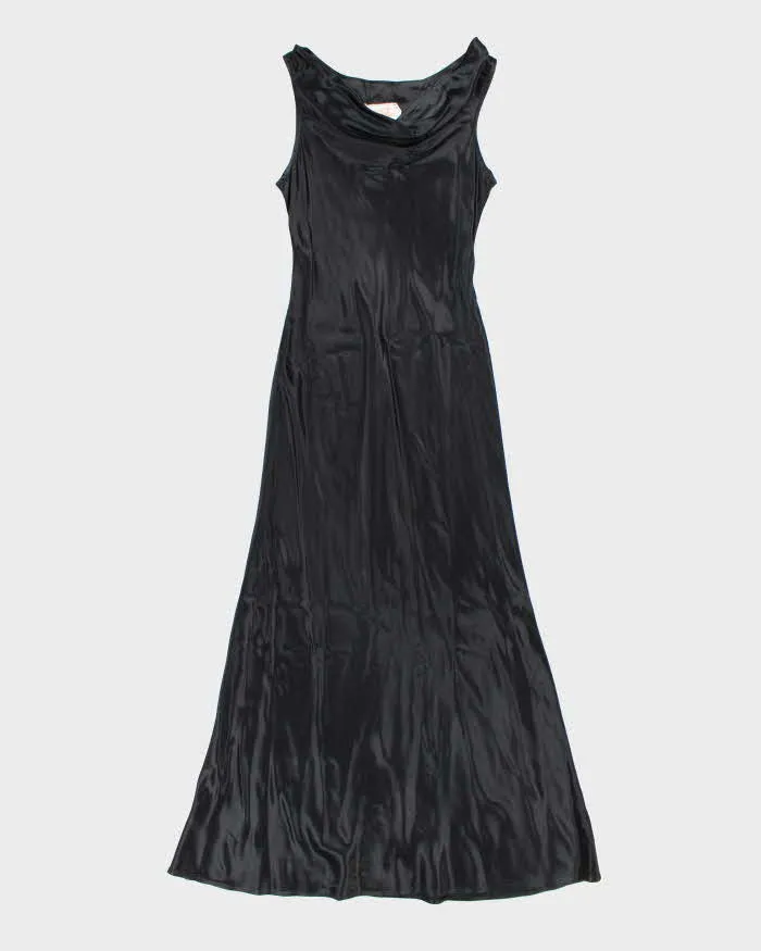 Vintage 90s V.I.Petites Black Satin Cowl Neck Dress - S sold by Rokit