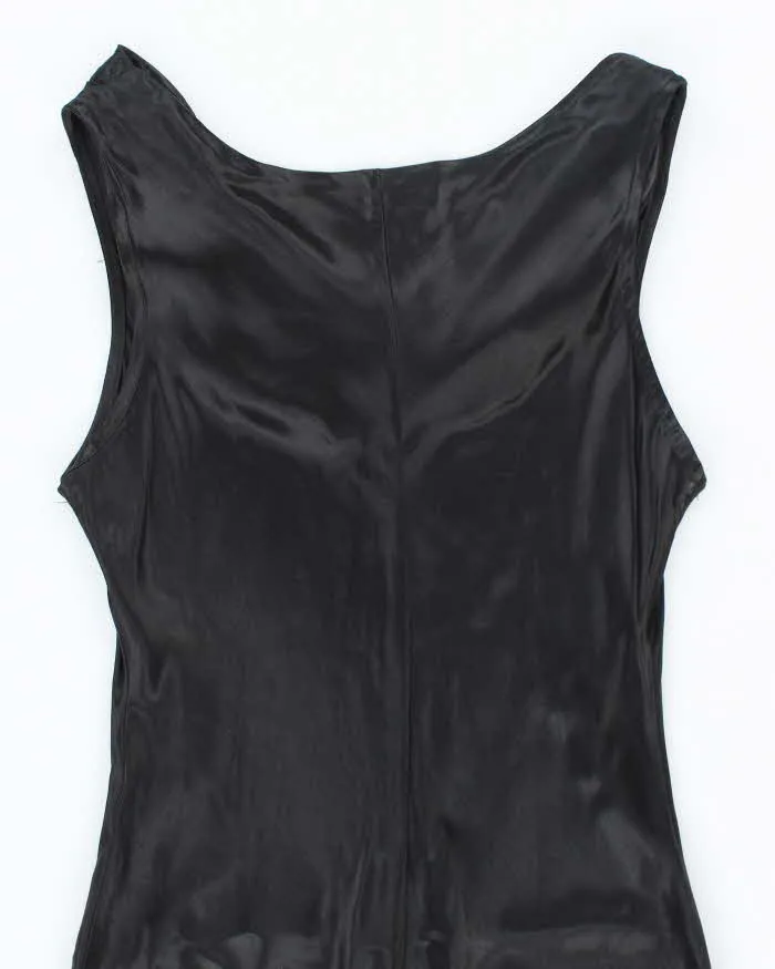 Vintage 90s V.I.Petites Black Satin Cowl Neck Dress - S sold by Rokit product image thumbnail 4