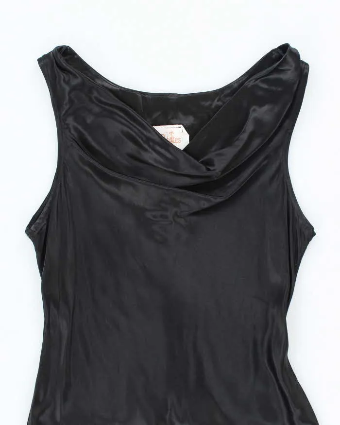 Vintage 90s V.I.Petites Black Satin Cowl Neck Dress - S sold by Rokit product image thumbnail 3