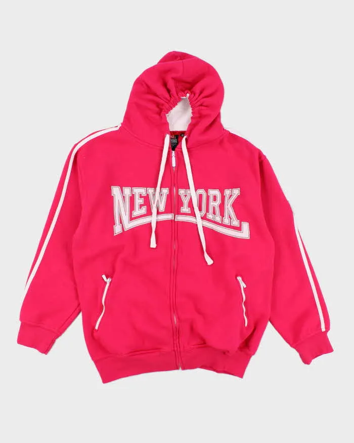 Vintage Y2K Women's New York Spell Out Zip Up Hoodie - L sold by Rokit