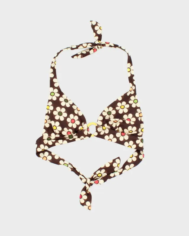 Vintage Y2k 00s Decree Floral O Ring Bikini Top - S sold by Rokit