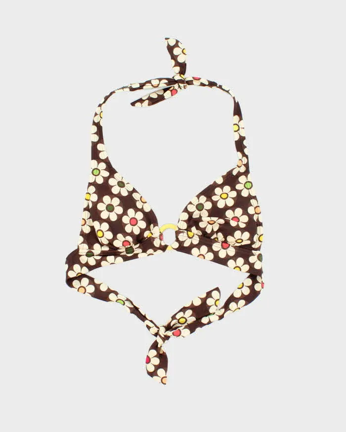 Vintage Y2k 00s Decree Floral O Ring Bikini Top - S sold by Rokit