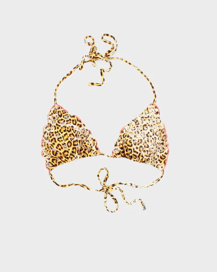 Vintage Y2k 00s Lula Fama Leopard print Rhinestone Bikini Top - S sold by Rokit