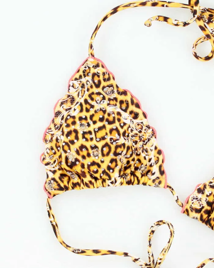 Vintage Y2k 00s Lula Fama Leopard print Rhinestone Bikini Top - S sold by Rokit product image thumbnail 3