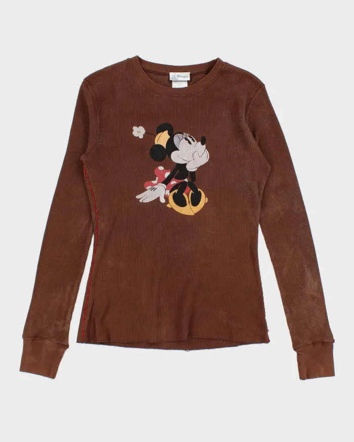 Vintage Y2K Women's Disney Minnie Mouse Waffle Long-sleeved T-Shirt - M sold by Rokit