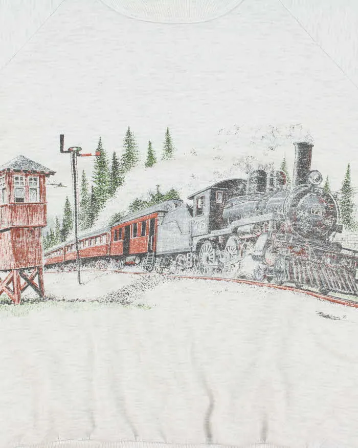 Vintage 90's Steam Train Graphic Print Sweatshirt - L sold by Rokit product image thumbnail 3
