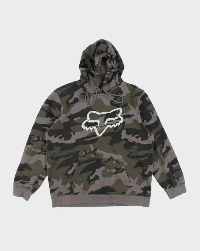 Vintage Y2K Fox Racing Camouflage Hoodie - L sold by Rokit