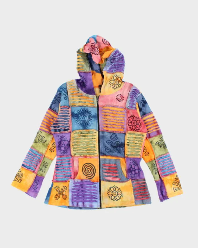 Vintage Y2K Rising International Textured Zip Up Hoodie - M sold by Rokit