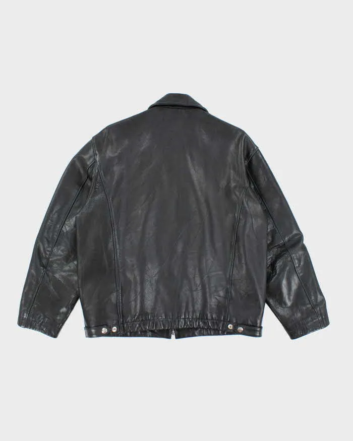 Vintage Roots Boxy Black Leather Jacket - L sold by Rokit product image thumbnail 2