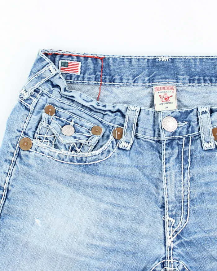 Vintage Y2K True Religion Light Wash Cut Off Denim Shorts - W36 L9 sold by Rokit product image thumbnail 3