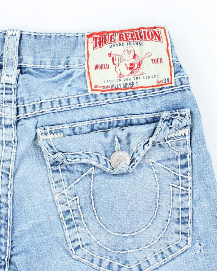 Vintage Y2K True Religion Light Wash Cut Off Denim Shorts - W36 L9 sold by Rokit product image thumbnail 4