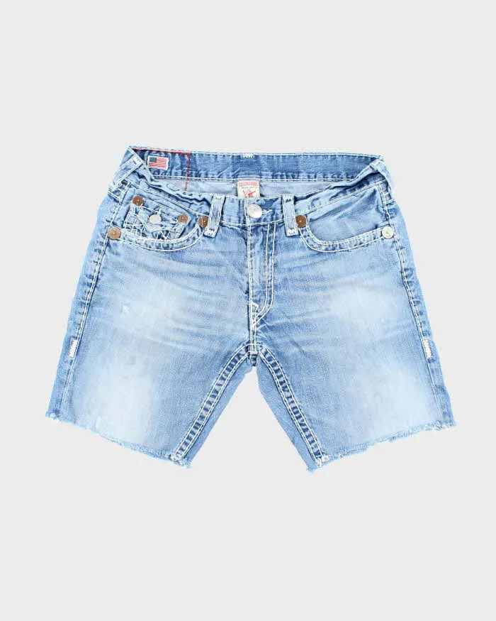 Vintage Y2K True Religion Light Wash Cut Off Denim Shorts - W36 L9 sold by Rokit