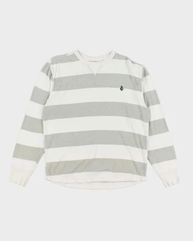Vintage 2000's Volcom Striped Waffle Sweatshirt - M sold by Rokit
