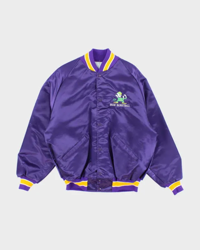 Vintage 90's Fighting Irish Embroidered Sports Varsity Jacket - L sold by Rokit