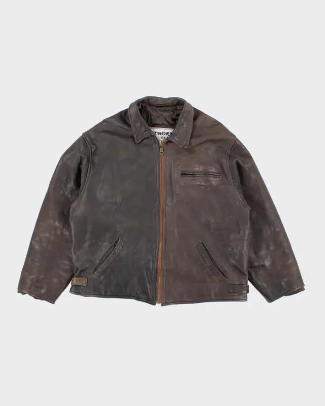 Vintage 80's Network Skins Two Tone Heavyweight Leather Jacket - XL sold by Rokit